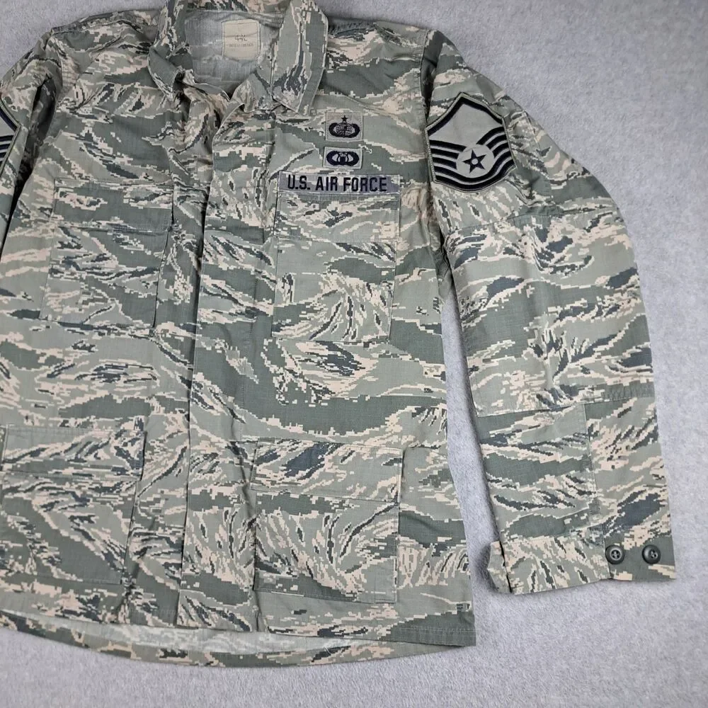 US Air Force Digital Camo Jacket Military Issue with Rank Stipes Sz. 44L